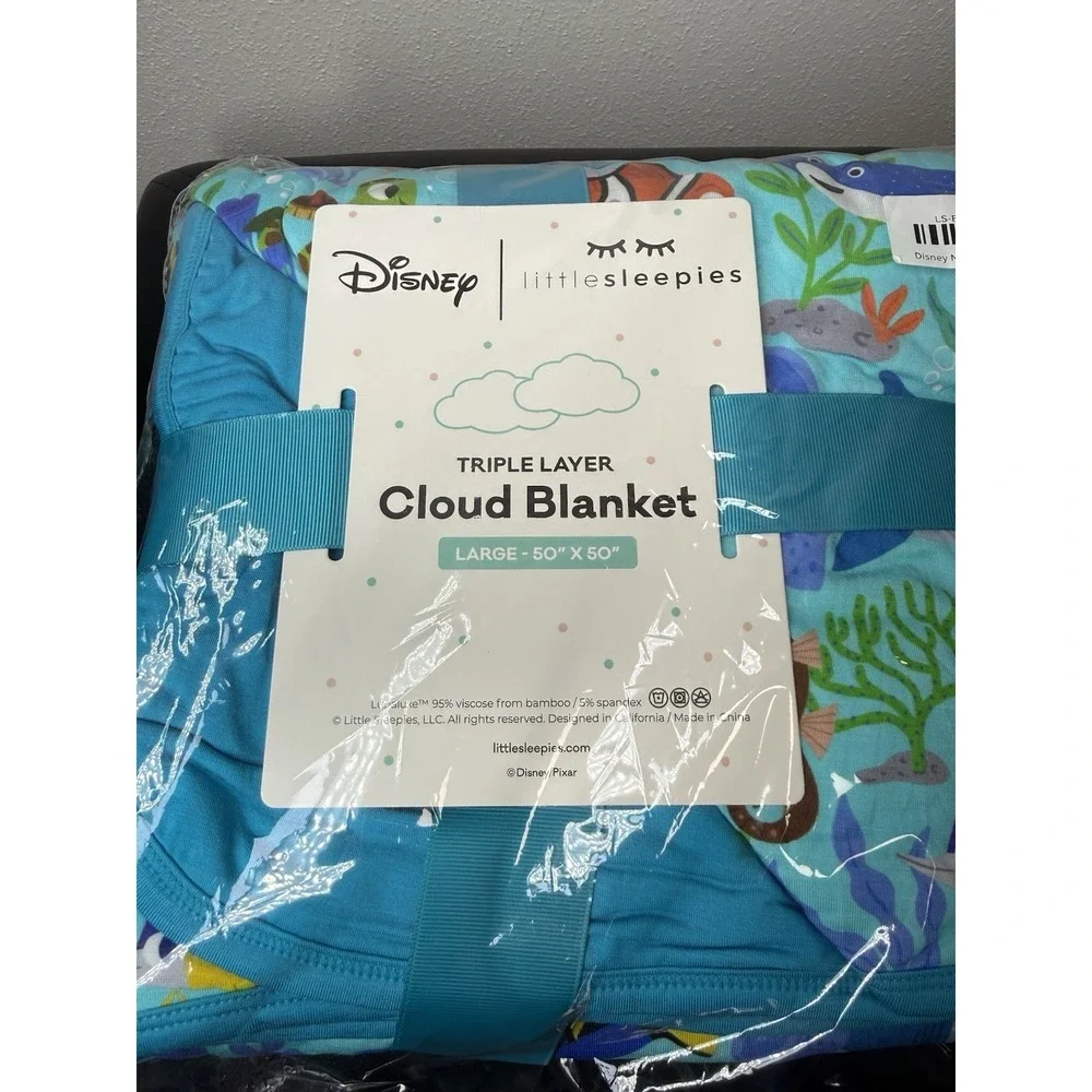 Little Sleepies Nemo's Reef Bamboo Large Cloud Blanket Finding Nemo NIB 50 X 50